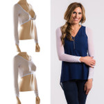 Shirred Long Sleeve White Mesh Sleevey Wonders