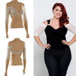 Waterfall 1/2 Sleeve Ivory Mesh Sleevey Wonders - Plus Size