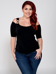 Bandeau 1/2 Sleeve Black Jersey Sleevey Wonders - Plus Size