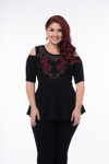 Bandeau 1/2 Sleeve Black Jersey Sleevey Wonders - Plus Size