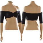 Bandeau 1/2 Sleeve Black Jersey Sleevey Wonders - Plus Size