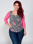 Basic 3/4 Sleeve Pink Jersey Sleevey Wonders - Plus Size