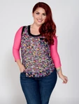 Basic 3/4 Sleeve Pink Jersey Sleevey Wonders - Plus Size