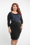 Basic 3/4 Sleeve Black Jersey Sleevey Wonders - Plus Size