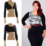 Basic 3/4 Sleeve Black Jersey Sleevey Wonders - Plus Size