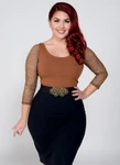 Basic 3/4 Length Leopard Mesh Sleevey Wonders - Plus Size