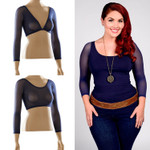 Basic 3/4 Length Navy Mesh Sleevey Wonders - Plus Size