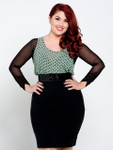 Shirred Long Sleeve Black Mesh Sleevey Wonders - Plus Size