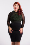 Shirred Long Sleeve Black Mesh Sleevey Wonders - Plus Size