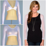 Basic White Dotted Mesh Long Sleeve Discontinued Fabric Sleevey Wonders