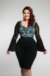 Long Bell Sleeve Black Mesh Sleevey Wonders - Plus Size