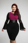 Long Bell Sleeve Black Mesh Sleevey Wonders - Plus Size