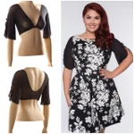 Flutter 1/2 Sleeve Black Mesh Sleevey Wonders - Plus Size