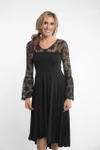 Long Bell Sleeve Black French Paisley Lace Sleevey Wonders