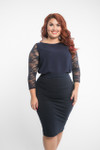 Basic 3/4 Length Navy Lace Sleevey Wonders - Plus Size