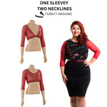 NEW Basic 3/4 sleeve in Red Mesh, with a low side and a high side that you can wear with either side in front or back! Looks gorgeous when paired with a true red, black, navy or a print that has red in it.