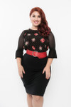 Bell 3/4 Sleeve Black Mesh Sleevey Wonders - Plus Size