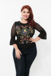 Bell 3/4 Sleeve Black Mesh Sleevey Wonders - Plus Size