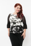 Bell 3/4 Sleeve Black Mesh Sleevey Wonders - Plus Size