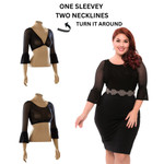 Bell 3/4 Sleeve Black Mesh Sleevey Wonders - Plus Size