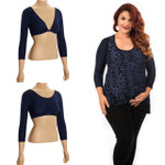 Basic 3/4 Sleeve Navy Jersey Sleevey Wonders - Plus Size