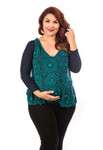 Basic 3/4 Sleeve Navy Jersey Sleevey Wonders - Plus Size