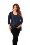 Basic 3/4 Sleeve Navy Jersey Sleevey Wonders - Plus Size