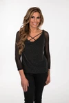 Criss-Cross 3/4 Sleeve Black Mesh Sleevey Wonders