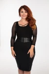 Criss-Cross 3/4 Sleeve Black Mesh Plus Size Sleevey Wonders