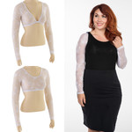 Basic Long Sleeve White Lace Sleevey Wonders - Plus Size