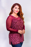 Basic Burgundy Mesh Long Sleeve Sleevey Wonders - Plus Size