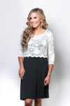 Over/Under Crop Top in White Scallop Lace Sleevey Wonders