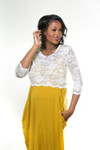 Over/Under Crop Top in White Scallop Lace Sleevey Wonders