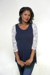 Over/Under Crop Top in White Scallop Lace Sleevey Wonders