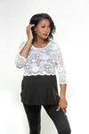 Over/Under Crop Top in White Scallop Lace Sleevey Wonders