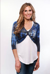 Over/Under Crop Top in Gray/Royal/Black Tie Dye Jersey Sleevey Wonders