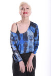Over/Under Crop Top in Gray/Royal/Black Tie Dye Jersey Sleevey Wonders