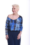 Over/Under Crop Top in Gray/Royal/Black Tie Dye Jersey Sleevey Wonders