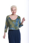 Over/Under Crop Top in Navy/Olive Tie Dye Jersey Sleevey Wonders