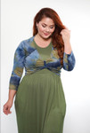Over/Under Crop Top in Navy/Olive Tie Dye Jersey Sleevey Wonders -Plus Size