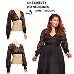 Long Puff Sleeve Black Lace Sleevey Wonders - Plus Size