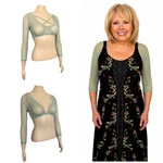 Criss-Cross 3/4 Sleeve Sage Green Mesh Plus Size Sleevey Wonders