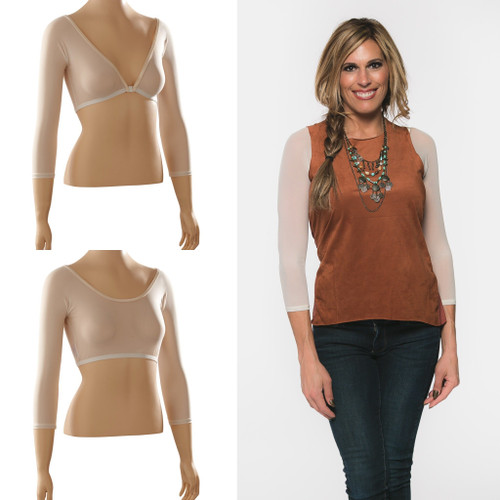 Basic 3/4 Length Ivory Mesh Sleevey Wonders