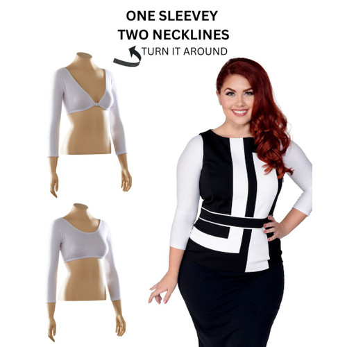 Basic 3/4 Sleeve White Jersey Sleevey Wonders - Plus Size