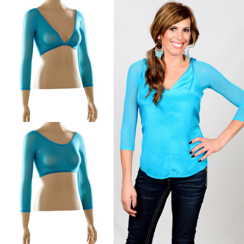 Basic 3/4 Length Turquoise Mesh Sleevey Wonders