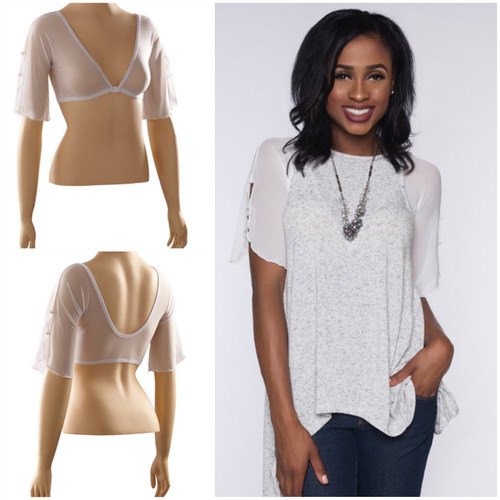 Flutter 1/2 Sleeve Bone Mesh Sleevey Wonders