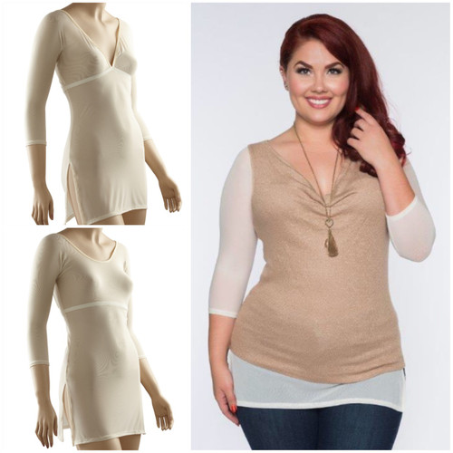 Sleevey Ivory Mesh Tunic Sleevey Wonders - Plus Size