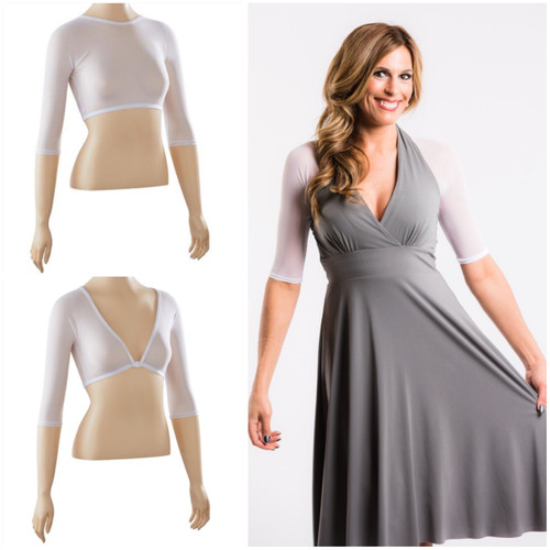 Halter 1/2 Sleeve White Mesh Sleevey Wonders