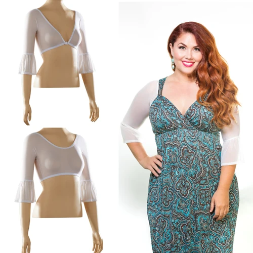 Bell 3/4 Sleeve White Mesh Sleevey Wonders - Plus Size