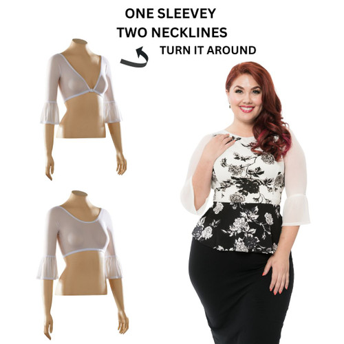 Bell 3/4 Sleeve White Mesh Sleevey Wonders - Plus Size